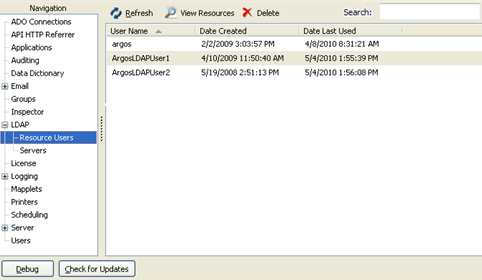 This image shows the MAPS Interface with the Resource Users option selected.